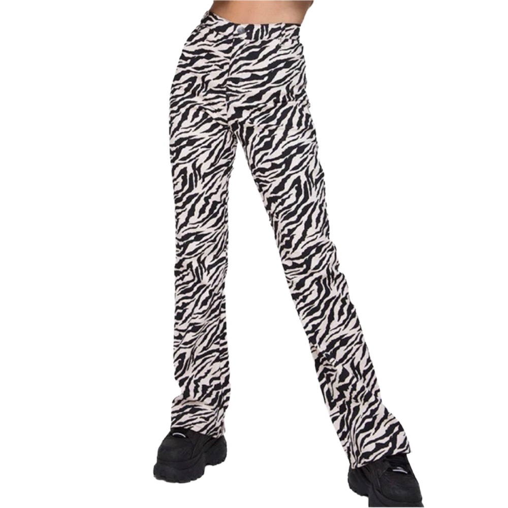 MOTEL Women’s Black & Ivory White Zebra Jeans Size: Small